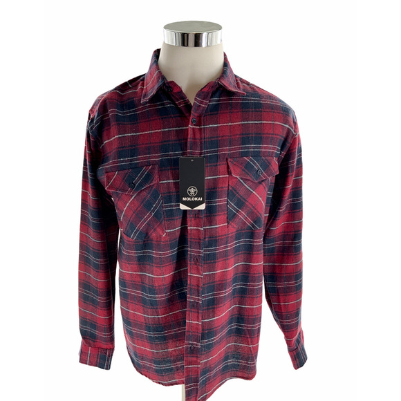 Molokai Surf Co Buffalo Plaid Shirt Men L Long Sleeve Chest Pocket Button Up NWT - Picture 1 of 6